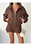 Lined Suede Jacket with Zippered Sleeves and Elastic Waist - 2