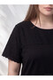 Two Mt Shop Quality Lcw Curve Black Embroidered Oval Neck Short Sleeve Women's Blouse - 2