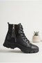 Women's Fur Lined Thick Serrated Sole Sneaker Boots with Lace-Up and Zipper, Warm and Comfortable Winter Boots - 2