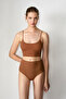 Vele Adjustable Thin Straps Laser Cut 3-Pack Crop Coffee/Caramel/White Mocha Bustier