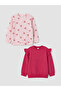 Patterned Ruffled Girls' Sweatshirt 2-Pack