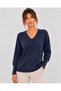 Women's V-Neck Shimmering Knit Sweater 27K12304-22