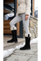 Women's Fur Detailed Suede Look Zippered Short Heeled Boots - 8
