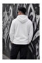 Large Size Men's Hooded Basic Sweatshirt with Three-Thread Rastering and Kangaroo Pocket, White - 3