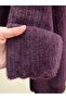 Nevinur Gold Buttoned Glitter Transition Double Pocket Cardigan-Kr6008 Plum - 5