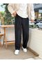 Drawstring Waist Pleated Korean Cut Trousers Black 267056