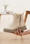 Women's Fur Lined Thick Serrated Sole Sneaker Boots with Lace-Up and Zipper, Warm and Comfortable Winter Boots - 3