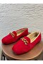 Women's Red Stone Accessory Chain Plush Home Slippers Byndvt04 - 3
