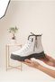 Women's Fur Lined Thick Serrated Sole Sneaker Boots with Lace-Up and Zipper, Warm and Comfortable Winter Boots - 3