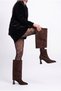 Women's Special Detachable Design Short Boots Striped Heeled Pointed Toe Zippered Women's Boots Short Boots