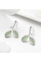 Silver Olive Leaf Green Stone Branch Dangle Earrings - Vintage Elegant Non-Tarnish Anti-Allergic Fade-Resistant Stylish Gift Women's Earrings - 4