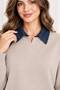 Women's Denim Shirt Collar Long Sleeve Oversize Knitwear Sweater - 2