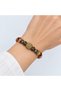 Sahra Ezgisi Beige and Blue Beaded Bohemian Bracelet with Gold Detail
