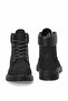 Women's Black Khaki Leather Lace-Up Boots Thick Sole Daily City and Winter Boots - 6