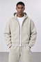 Men's Basic Panda Oversize Zip Beige - 3