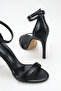 Black Thin Heeled Single Strap Ankle Strap Stylish Evening Dress Sandals - 3