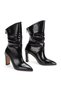 Shiny Gathered Back Zippered Pointed Toe Heeled Women's Boots