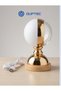 Illuminated Glass Globe Night Light - Decorative Table Lamp with Red Rose and Couple Figures on Wooden Base - 2