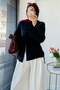 Premium Buttoned Front Thessaloniki Blouse Cardigan - Navy Blue - 5