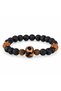 Black Beaded Bracelet with Bronze Detail – Orange Patterned Bohemian Daily Accessory - 2