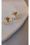 Xuping Gold Heart Pearl Ear Jacket Climber Earrings - Modern Non-Tarnish Anti-Allergic Vibrant Color Fade-Resistant Stylish Gift New Season Women's Earrings - 4