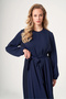 Cupro Embroidered Chiffon Dress 40813 Navy Blue - 5
