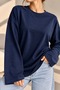 Women's Modal Oversize Crew Neck Sweatshirt - Navy Blue Zg3535