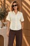 Yellow Side Tie Detailed Short Sleeve Cotton Shirt