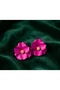 Fuchsia Flower Mini Studded Earrings - Cute, Non-Tarnish, Anti-Allergic, Colorfast, Stylish Gift, New Season Trend Women's Earrings - 4