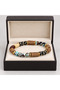 Brown Black Turquoise Beaded Bracelet – Wicker Textured Bohemian Accessory with Gold Detail - 3