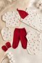 100% Cotton Cherry Patterned Baby Girl 7 Piece Baby Hospital Outfit and Bodysuit Set - Ecru/Red