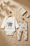 Baby Girl 100% Cotton Koala Patterned 2-Piece Set - Long Sleeve Bodysuit and Stretchy Pants Set - 5