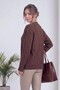 Women's Cardigan V-Neck Hair Knit Patterned Buttoned Knitwear Brown - 6