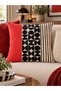 Modern Geometric Patterned Throw Pillow Cover Set – Red Black Ecru - Double-Sided Decorative 4-Piece Throw Pillow Set - 43X43 & 30X50 cm - 2