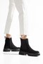 Women's Black Suede Thick Soled Zippered Chelsea Boots