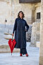 Denim Overcoat with Stitching Detail and Pockets 40501 Dark Blue - 2