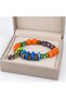 Orange Blue Green Beaded Butterfly Figured Bohemian Bracelet with Bronze Detail - 3