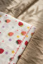 Strawberry Patterned Red Edge Piping Embroidered Cotton Muslin Baby Blanket 90*90 cm - 4