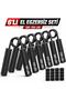 6-Piece Hand Spring Set 45-159 kg Adjustable Grip Strengthener Metal Hand Black