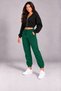 Women's Hooded Zippered Cropped Elastic Cuffed Sweatpants 3 Thread Rastered Set - 4