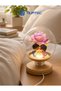 Romantic Couple and Pink Rose Detailed Glass Jar Night Light Illuminated Decor with Wooden Base