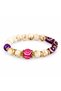 Cream Purple Fuchsia Beaded Bracelet – Colorful Stylish Accessory with Gold Detail - 2