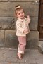 Baby Girl Set with Floral Patterned Jacket, 3-Piece Top and Bottom Set, Premium Set - 4