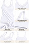 Women's 3-Piece Assorted Ribbed Undershirt with Lace Detail, V-Neck, Thin Straps, 95% Cotton, 5% Elastane, Stretchy Underwear - 3