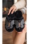 Women's Black Comfort 3D Butterfly Figured Plush House Slippers - 4