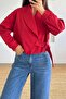 Red Shawl Collar Belted Double-Breasted Short Trench Coat, Coat Per9751 - 3