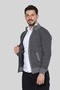 Gray Men's Knitwear Acrylic Thick Textured Classic Fit Zippered Pocket Winter Dad Cardigan - 5