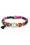 Emerald Green Fuchsia Beaded Tassel Bracelet – Stylish Accessory with Gold Detail - 2