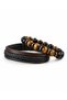 Tiger's Eye Natural Stone & Brown-Black Leather Men's Bracelet Set - 4