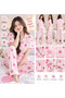 Women’s Pink Printed Pajama Set, Short Sleeve Button Front Sleepwear Set with Collared Top and Long Pants, Comfortable Home Lounge Wear - 2